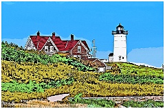 Nonska Lighthouse on Cape Cod - Digital Painting